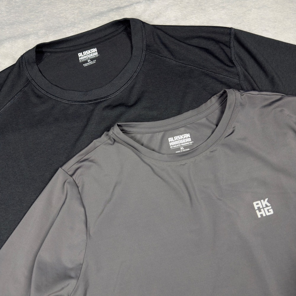 Duluth Alaskan Hardgear Lot (2) Mens XL Black & Grey Performance Activewear 2pk